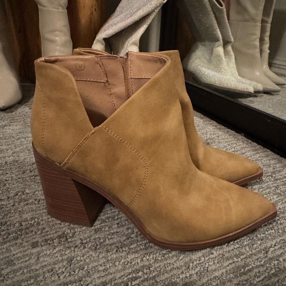 Tan Ankle Suede Boots - GENTLY WORN!